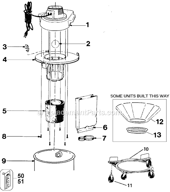 Page A Diagram and Parts List for 6632 Type 2 Black and Decker Utility Vacuum